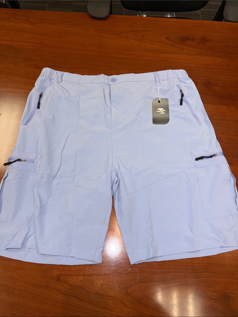 Light Blue Men's Cargo Shorts with Zip Pockets